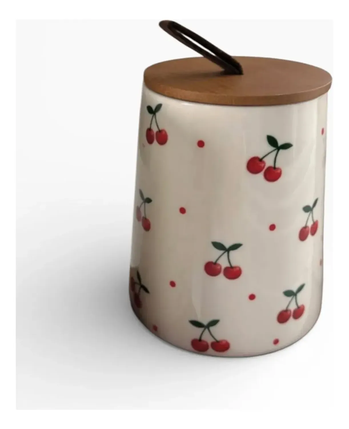Set 3 Frascos Hermeticos De Ceramico Con Tapa Cerezas 15cm Beige-2
