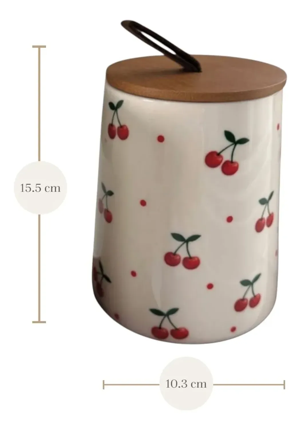 Set 3 Frascos Hermeticos De Ceramico Con Tapa Cerezas 15cm Beige-4