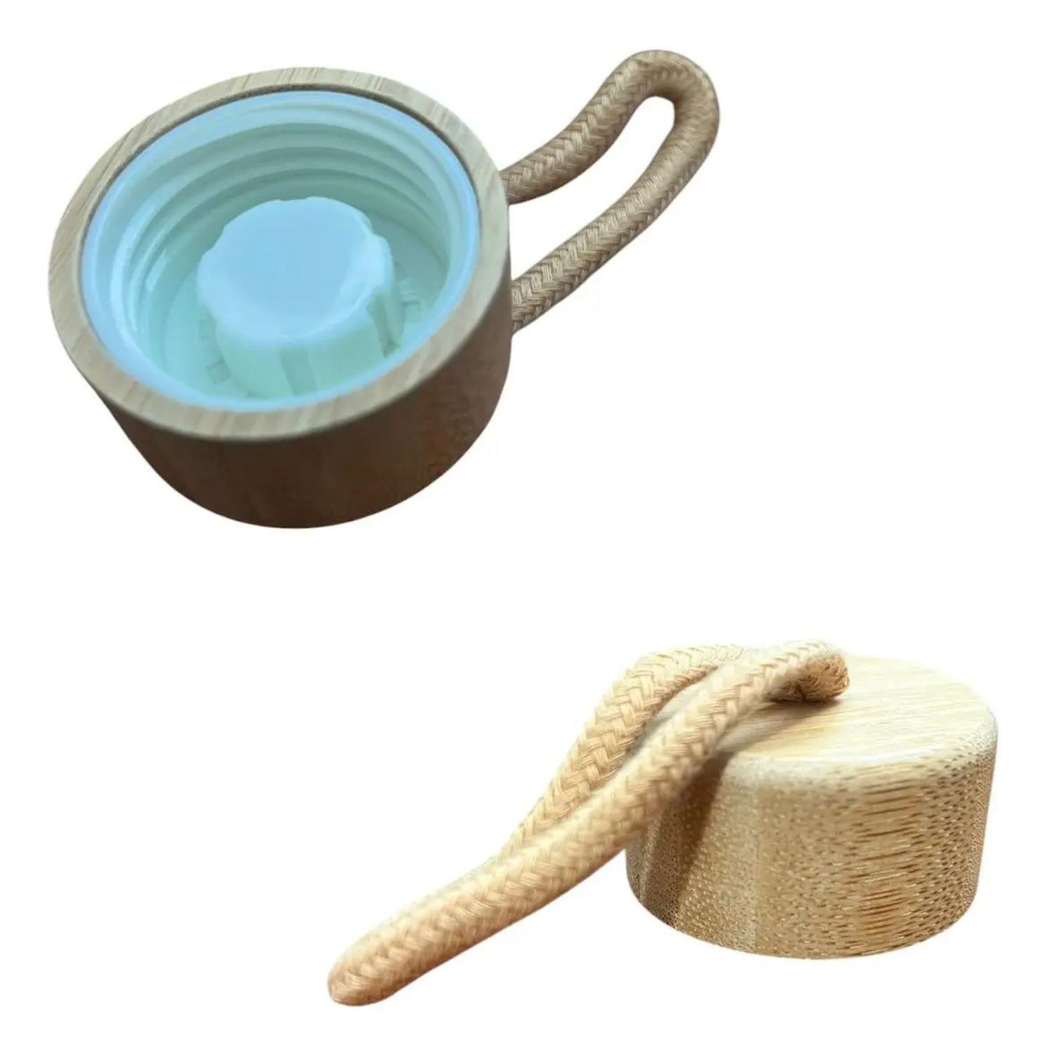 Termo Agua Botella Agua Vaso Vidrio Tapa Madera 500ml Transparente-2