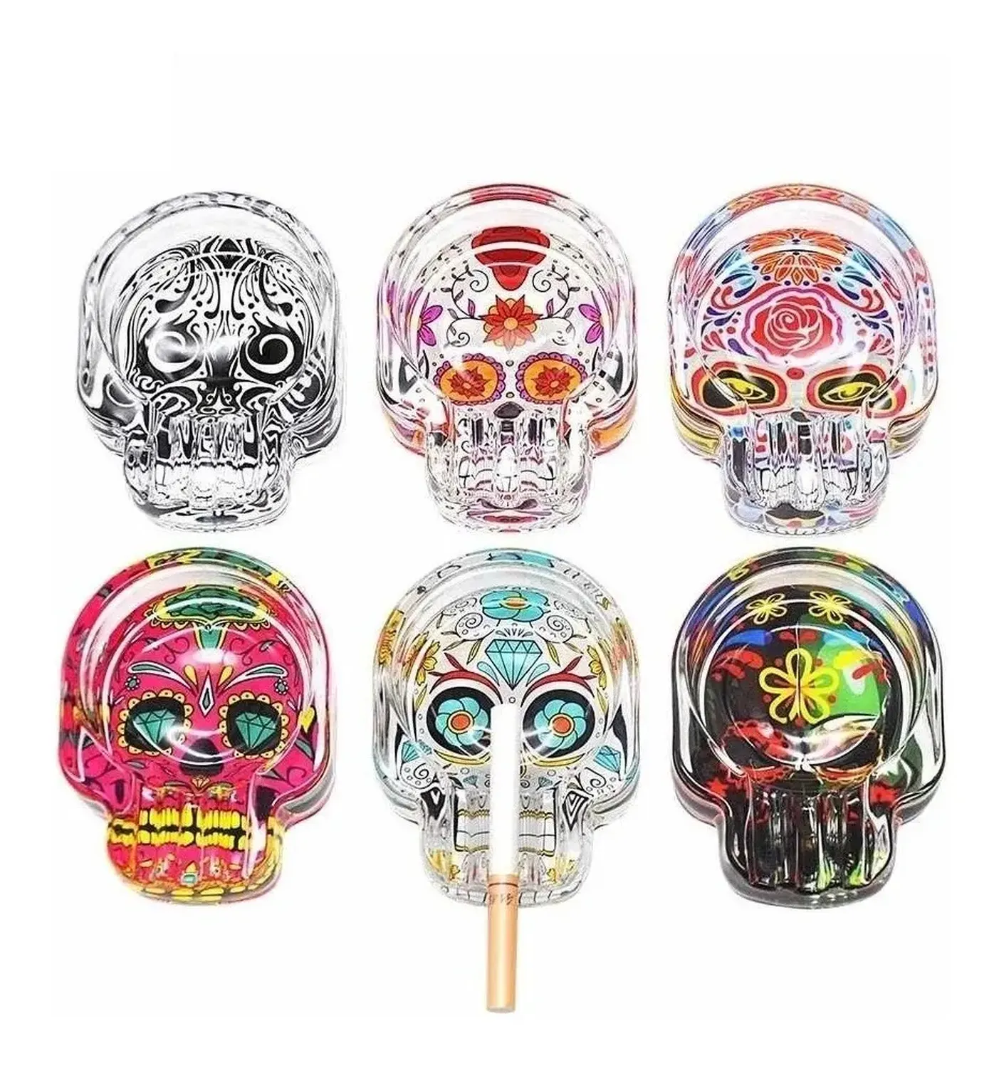 Cenicero De Calavera Catrina De Vidrio Modelo Surtido-1