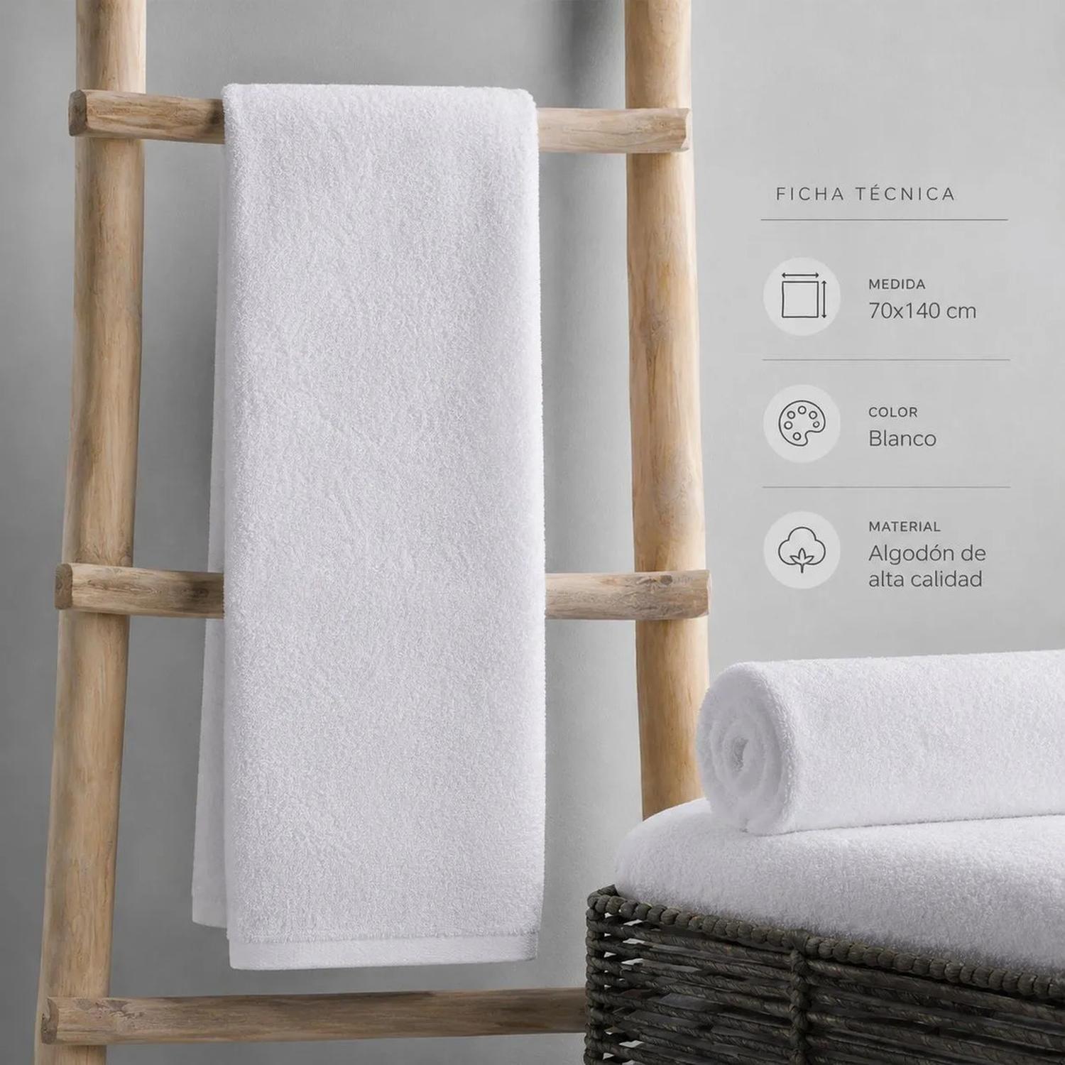 Set 3 Toallas Blancas Hoteleria Toalla 70x140cm Blanco-2