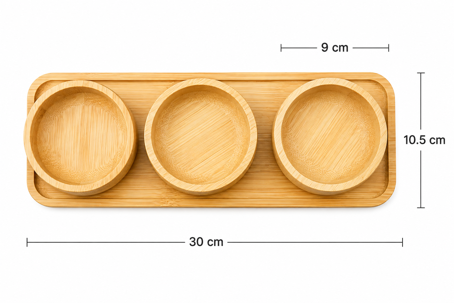 Set 3 Cuencos Platos Bowl De Bambu Con Base Cocina Hogar Blanco-3