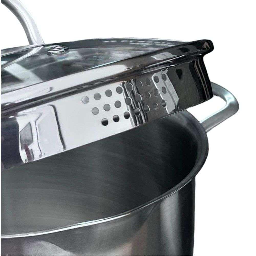 Olla Cacerola Acero Inolxidable 2lts Con Tapa Cristal-1