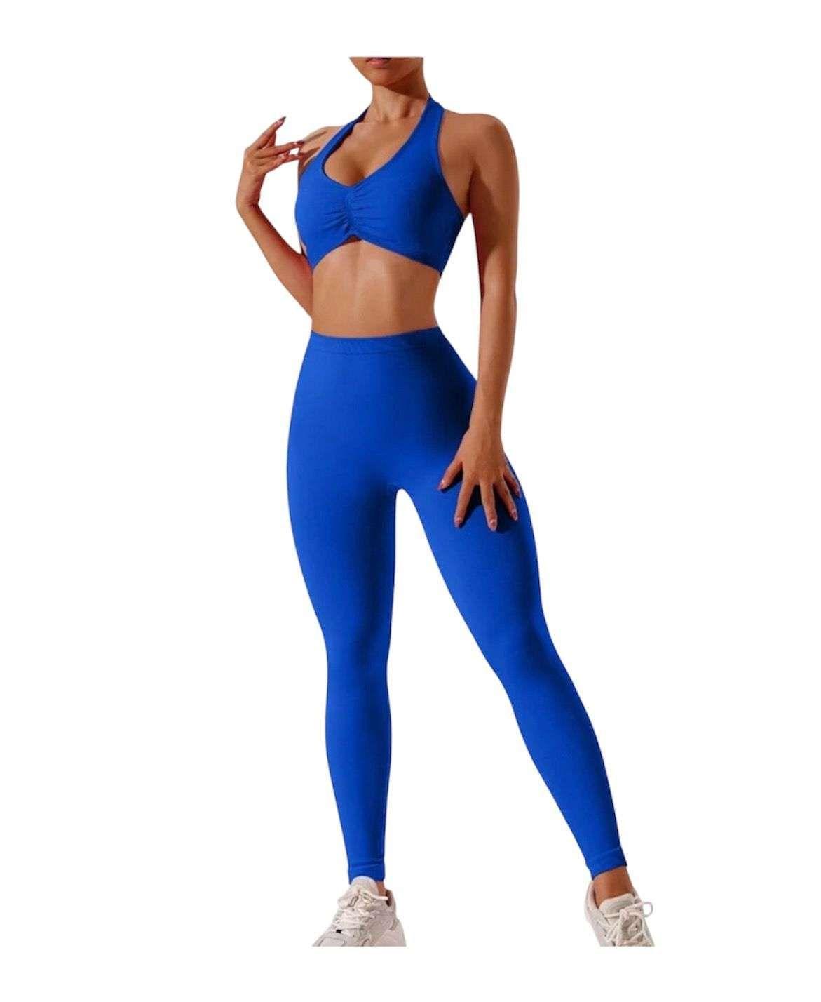Conjunto Deportivo Mujer Gym Top Leggins Levanta Gluteo M-L Azul-0