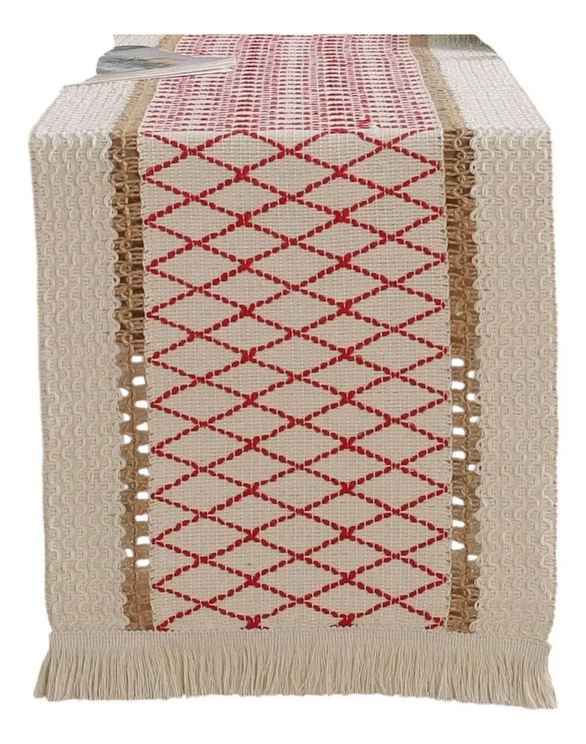 Mantel Camino De Mesa Rectangular Yute Malla 180x30cm-0