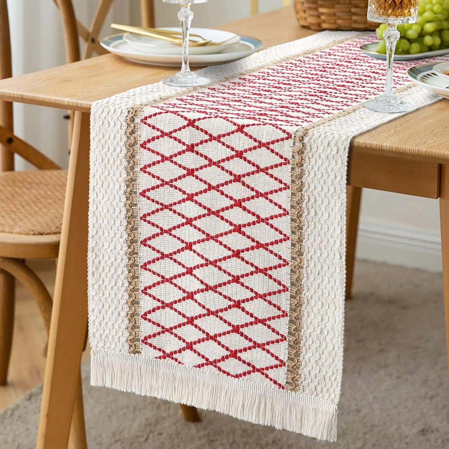 Mantel Camino De Mesa Rectangular Yute Malla 180x30cm-2