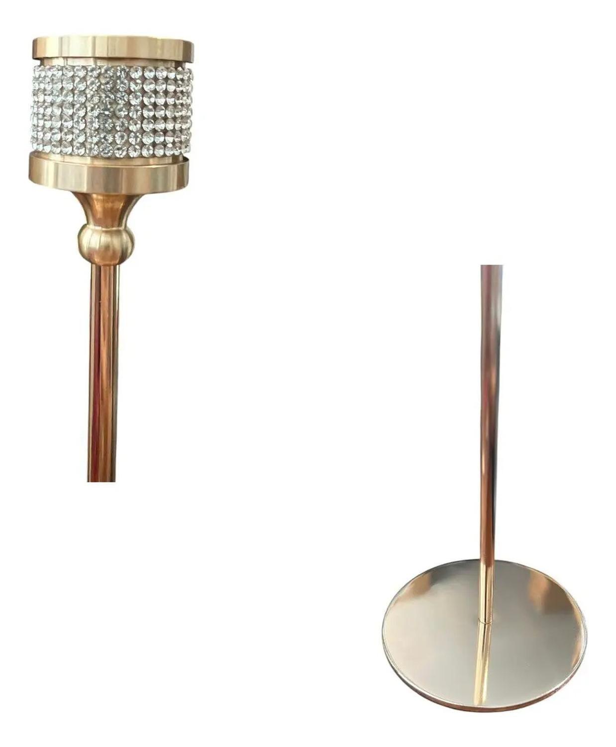 Pack 3 Porta Vela Candelabro Set 3 Candelabros Dorado Brillo Dorado-1