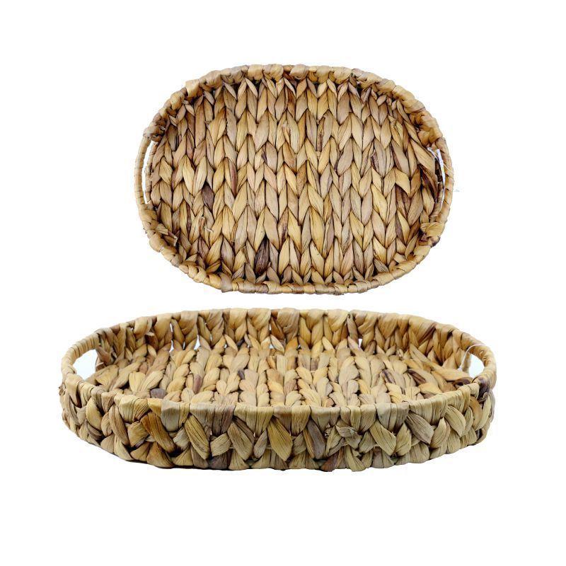 Bandeja Tejida Resistente Cesta Tejida Ovalada 37x25x6cm-0