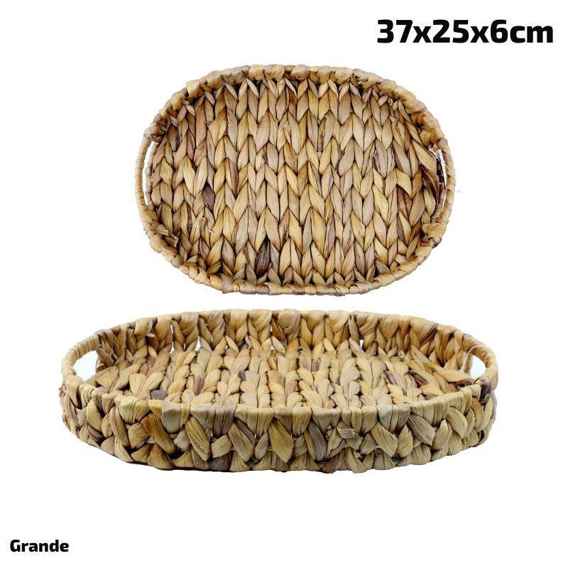 Bandeja Tejida Resistente Cesta Tejida Ovalada 37x25x6cm-1