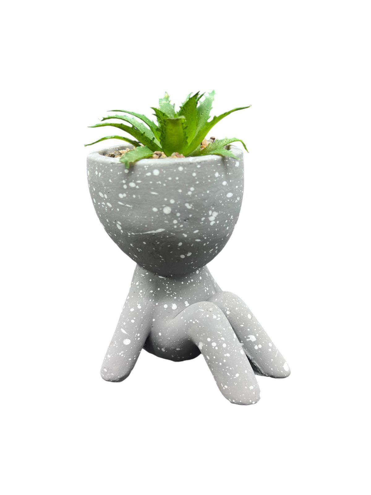Macetero De Ceramica Planta Artificial Moderno G-0