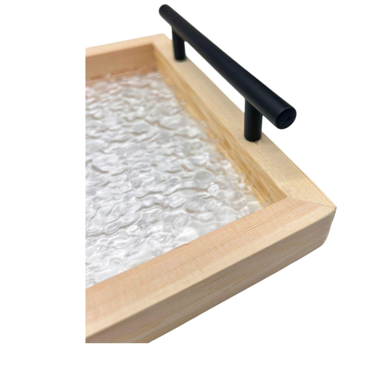 Bandeja Hogar Decoracion Bandeja Madera Vidrio 35x25cm-2