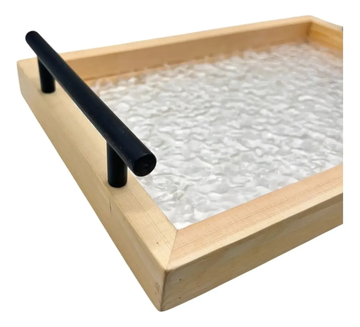 Bandeja Hogar Decoracion Bandeja Madera Vidrio 35x25cm Marrón-2