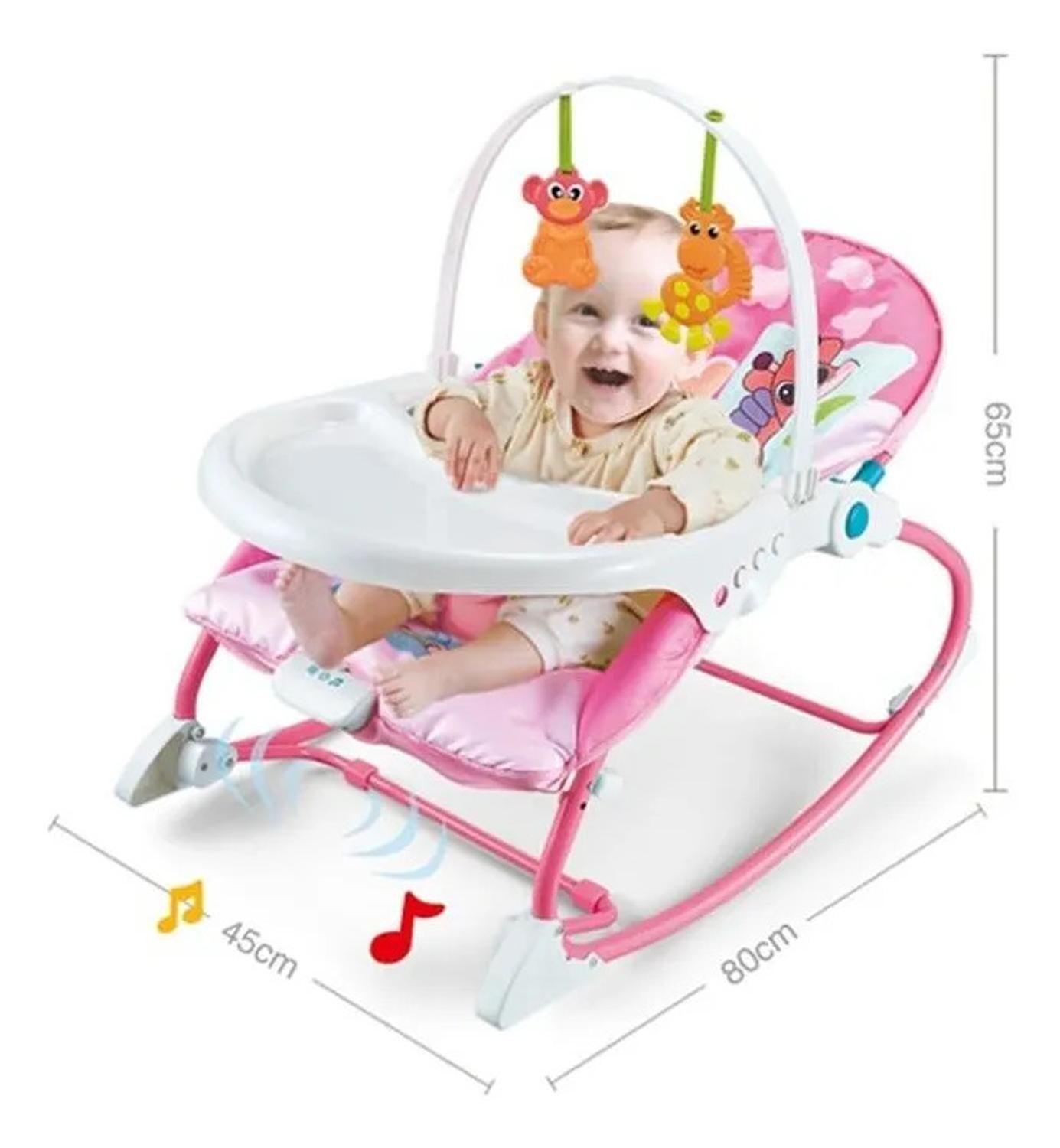 Silla Mecedora 2 En 1 Silla Para Niños Mecedora Con Juguetes Rosa-2