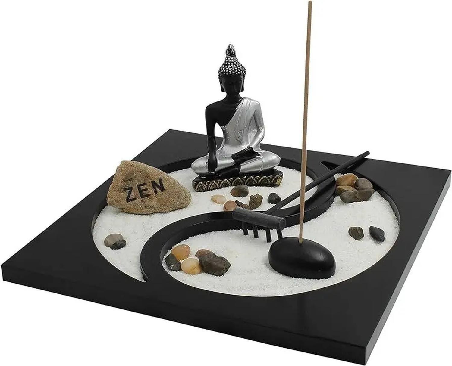 Buda Con Porta Incienso Decorativo Zen Plateado X-0