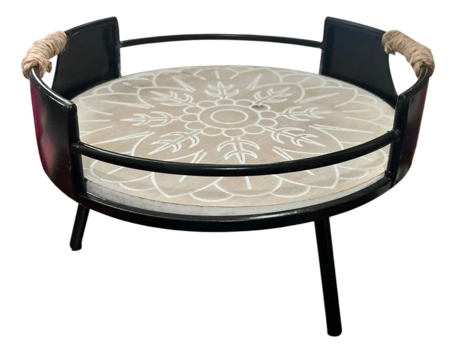 Bandeja Hogar Decoracion Bandeja Alta Mandala Pequeña Negro-0