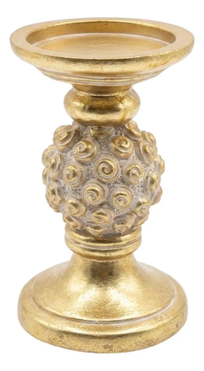 Porta Vela Candelabro Decorativo Elegante Dorado Rosas 17cm Dorado-0