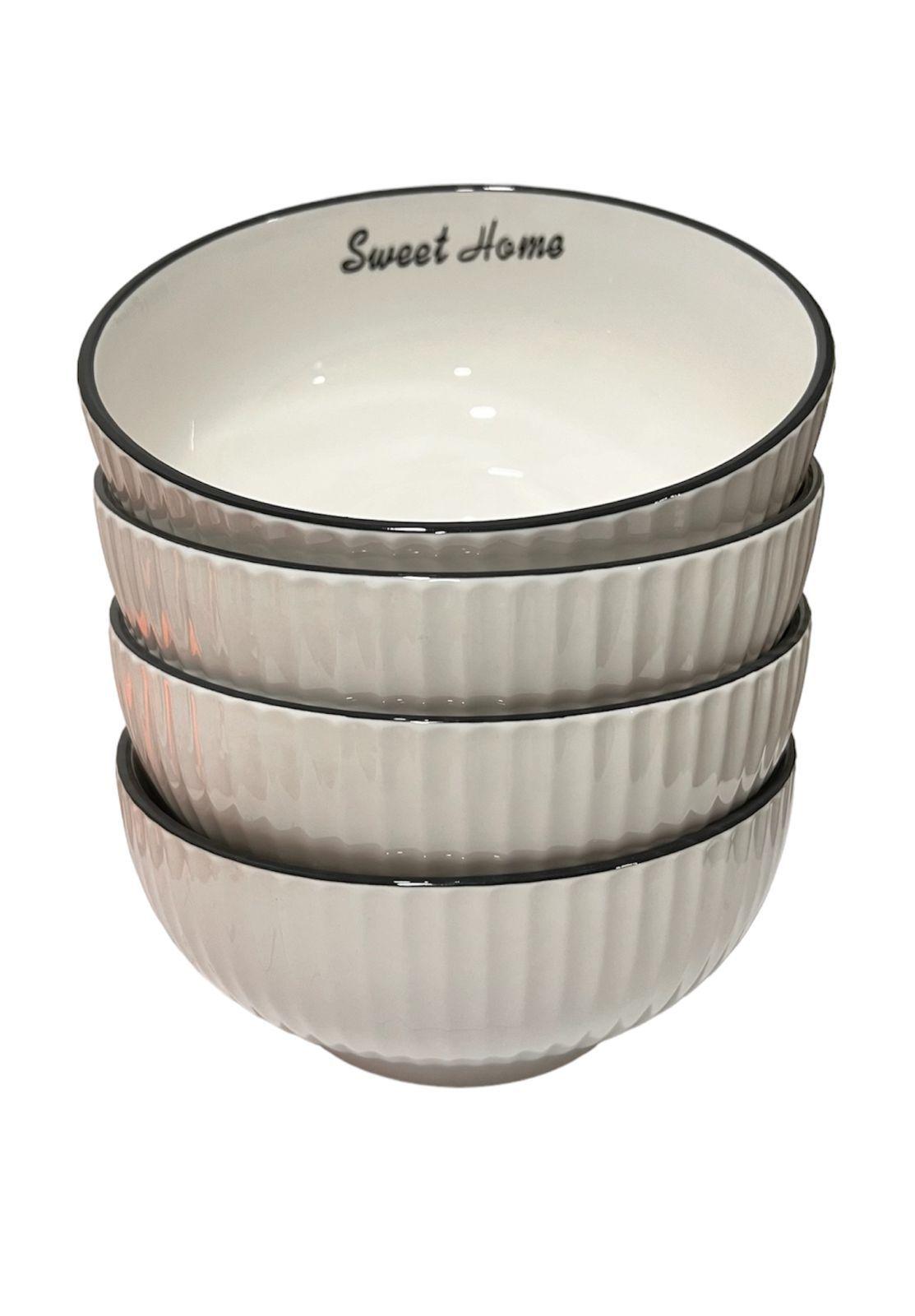 Pack 4 Plato Bowl Sopero Ceramica Lineas Sweet Home 11x6cm-1