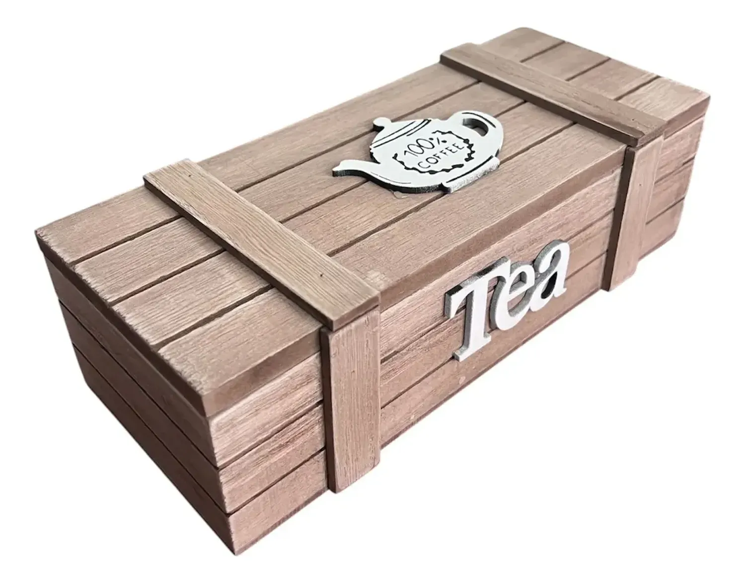 Caja De Té Mediana De Madera 3 Espacios Tea Te Beige-0