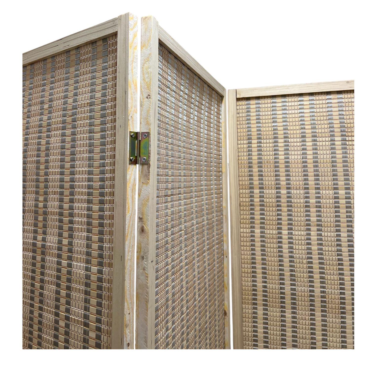 Biombo De Madera Resistente 4 Paneles Bambu 180cmx180cm-1
