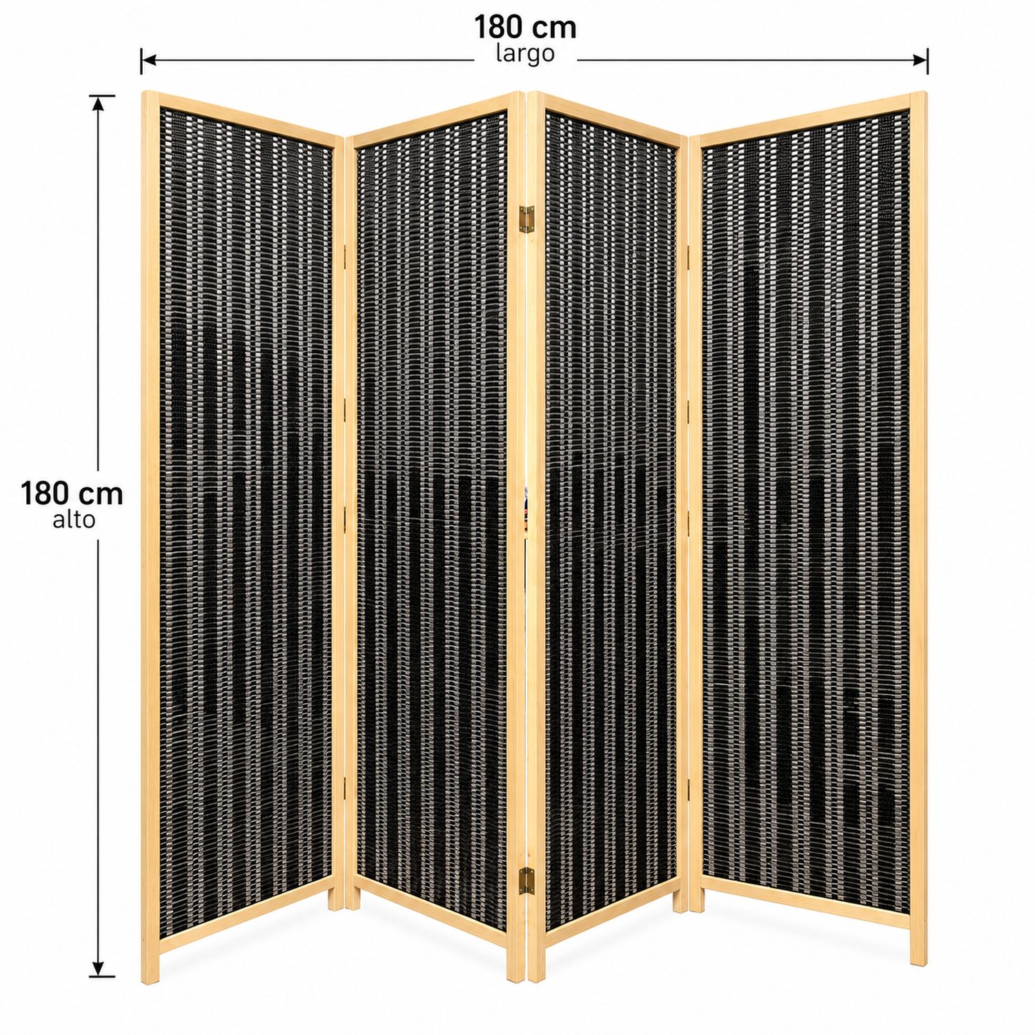 Biombo De Madera Resistente 4 Paneles Bambu 180cmx180cm-1