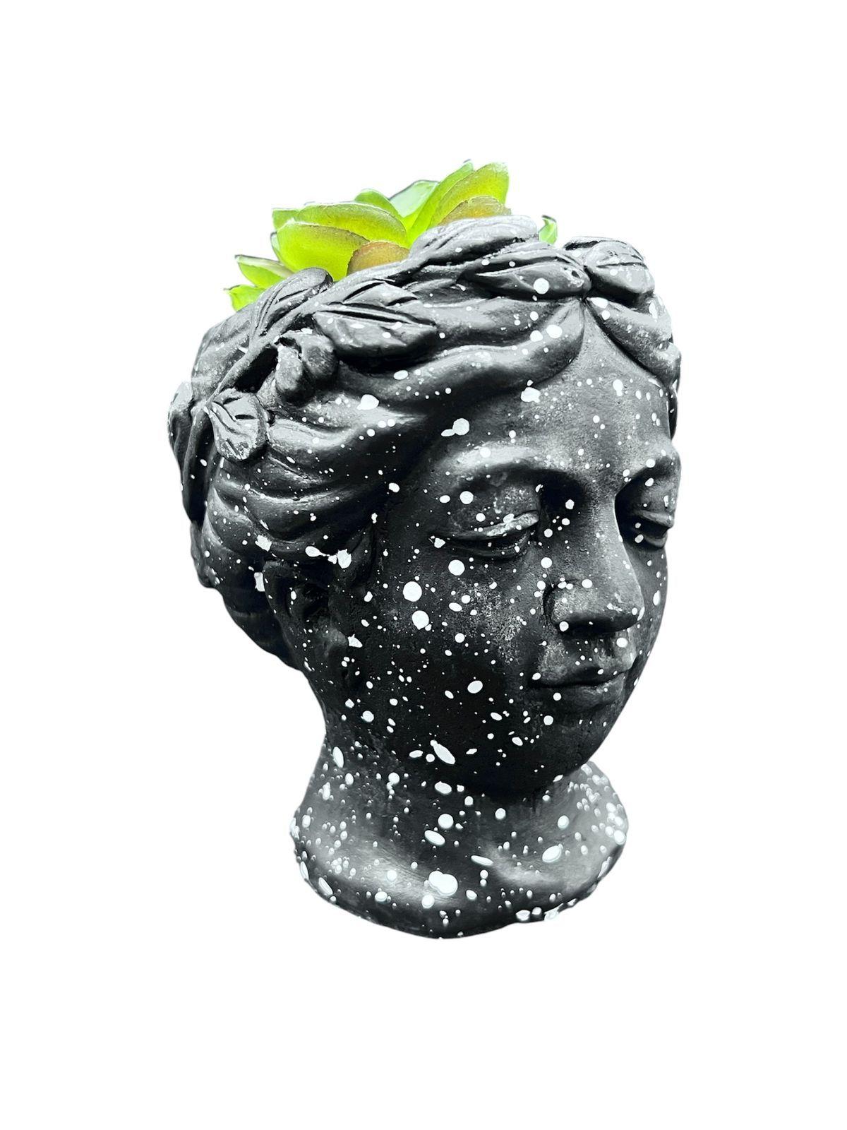 Macetero De Ceramica Planta Artificial Moderno Rostro Griego N-0