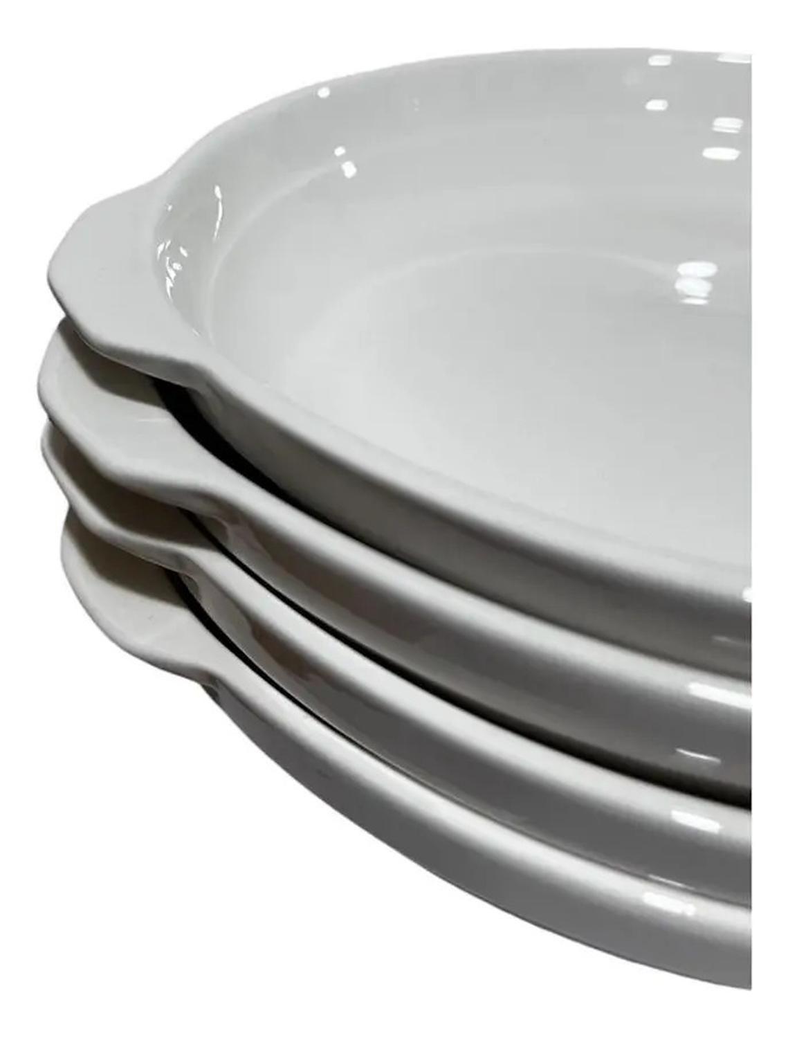 Pack 4 Plato Sopero Hondo Decorativo Asas Redondo Basico Blanco Lisa-1