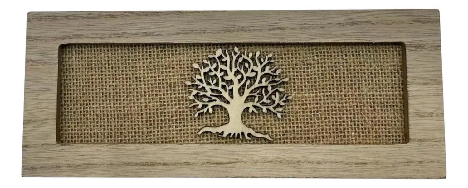 Caja De Té Mediana De Madera 3 Espacios Arbol Madera Beige-2