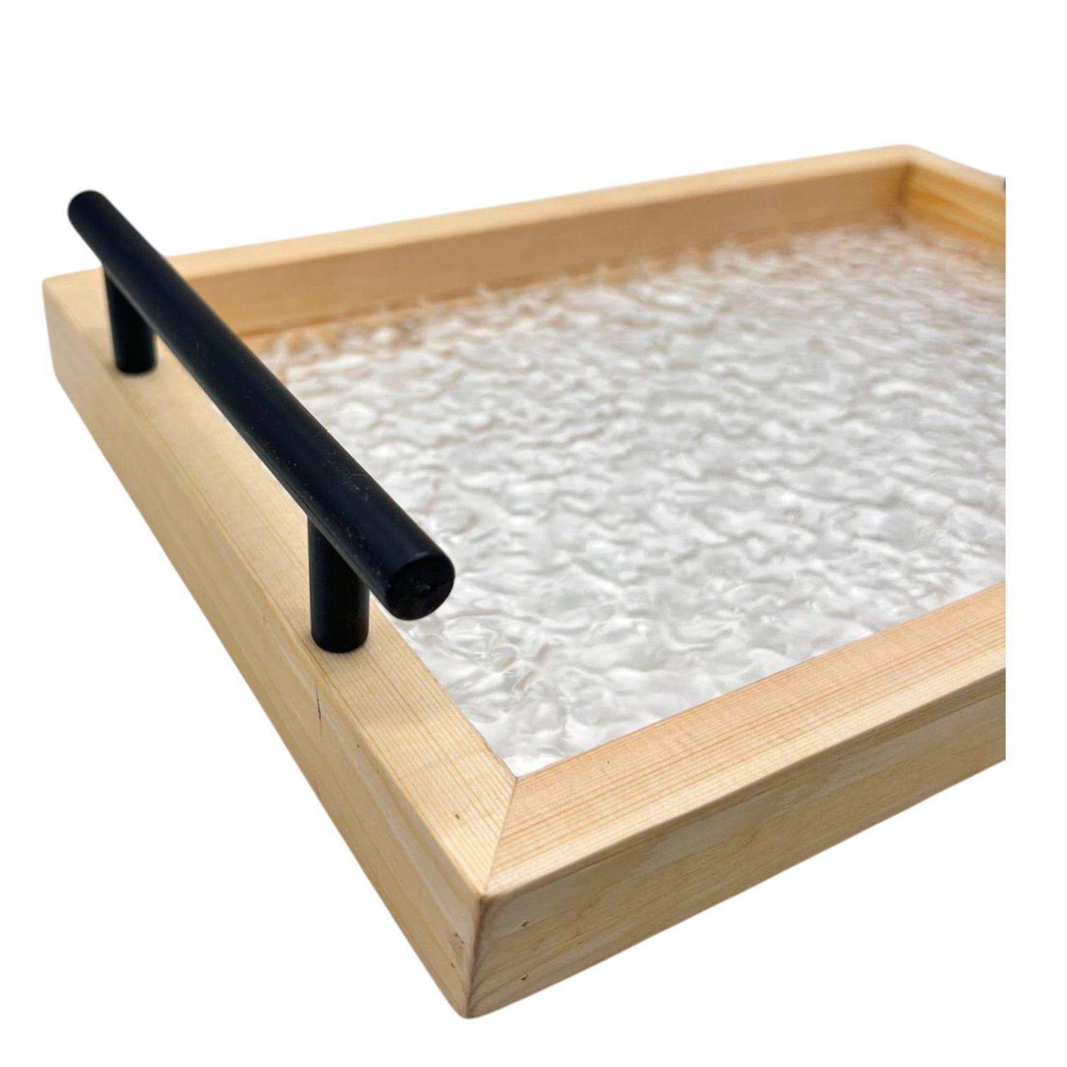 Bandeja Hogar Decoracion Bandeja Madera Vidrio 30x20cm-2