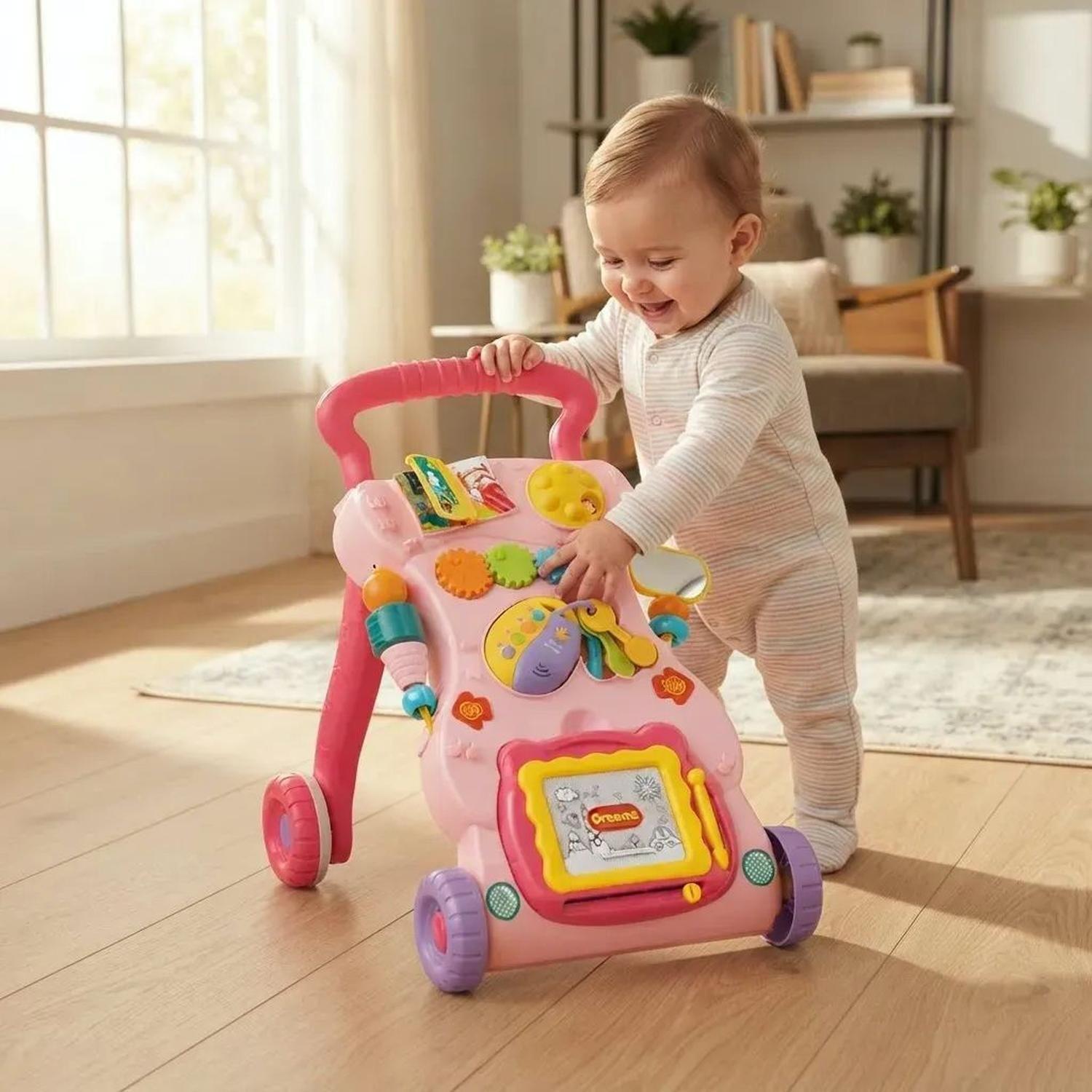 Andadera Caminador Corre Pasillo Musical Multifuncional Bebe Rosa-1