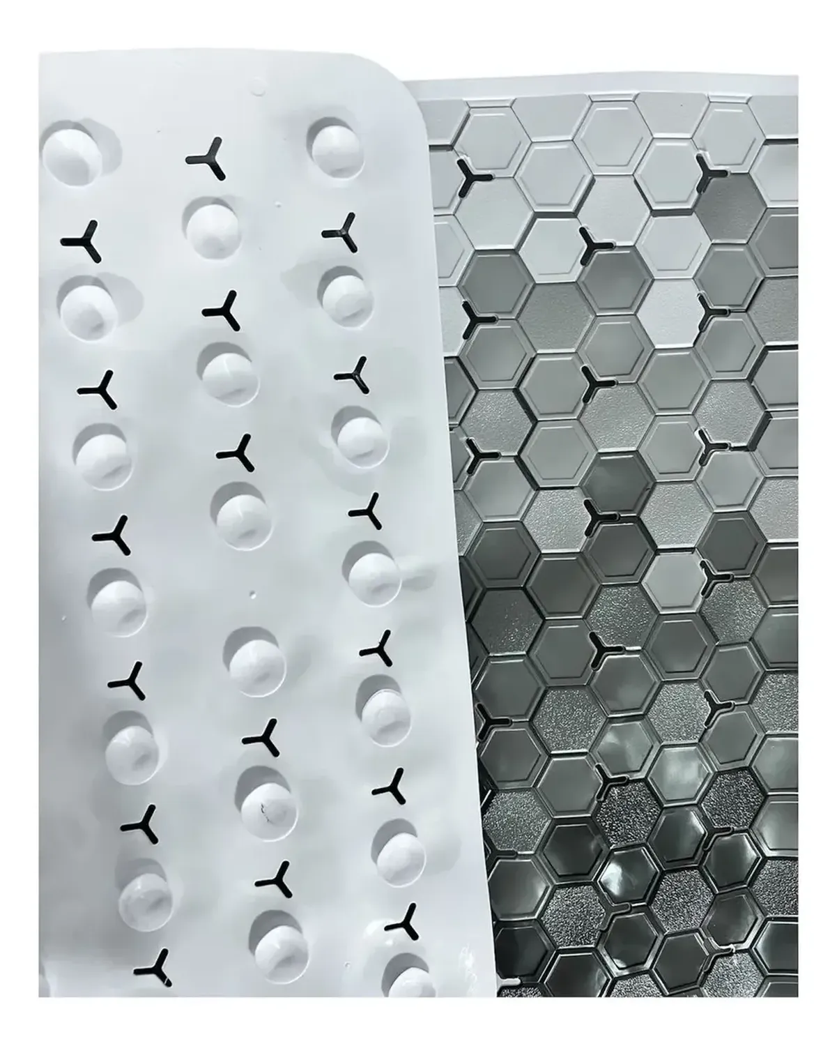 Alfombra De Baño Limpiapiés Antideslizante 37x67cm Gris Geométrico-3