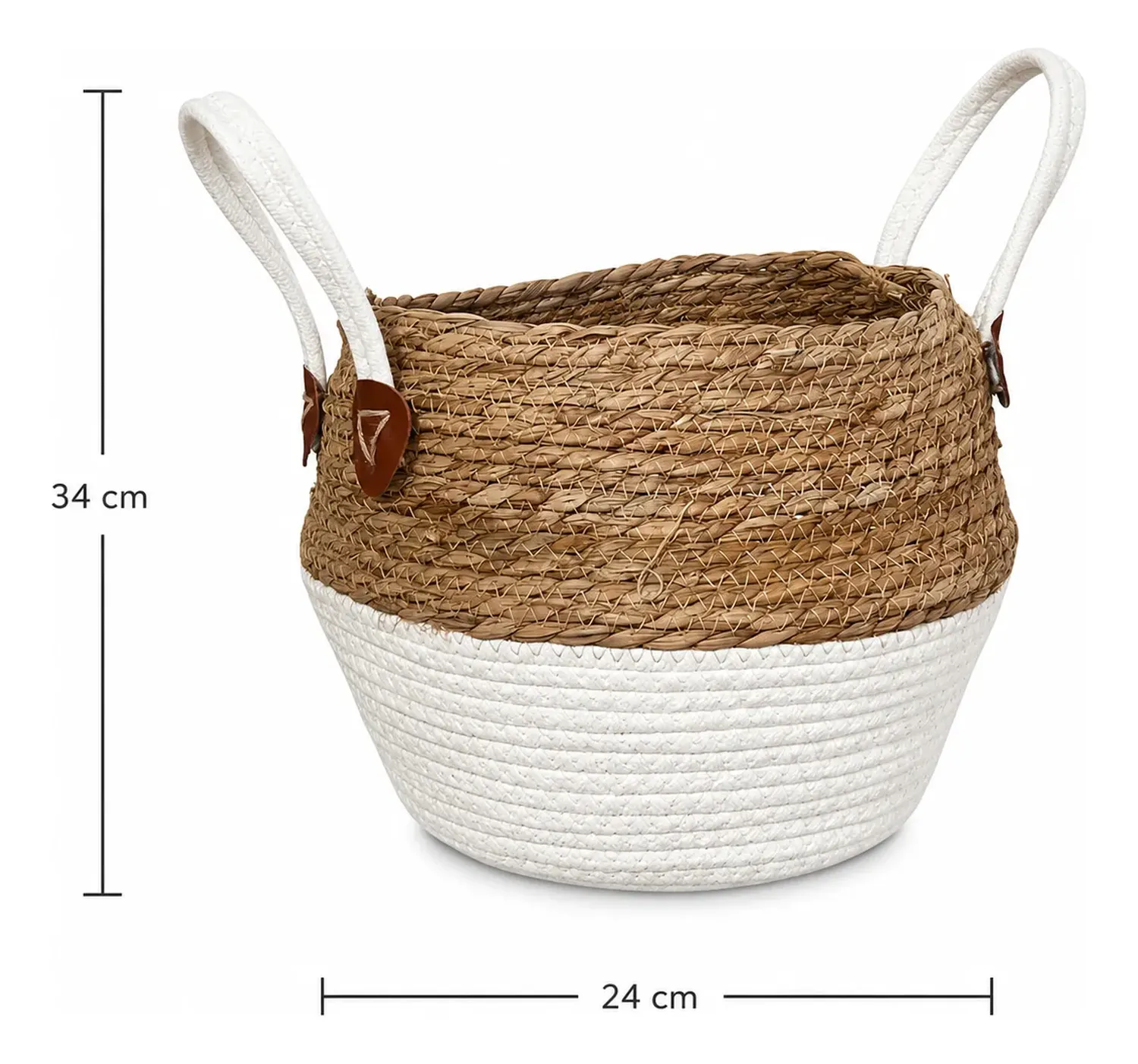 Macetero Cesto Canasto Maceta De Mimbre 24x34cm Beige-2