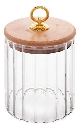 Envase Contenedor Frasco Cocina Vidrio Hermetico Madera-2