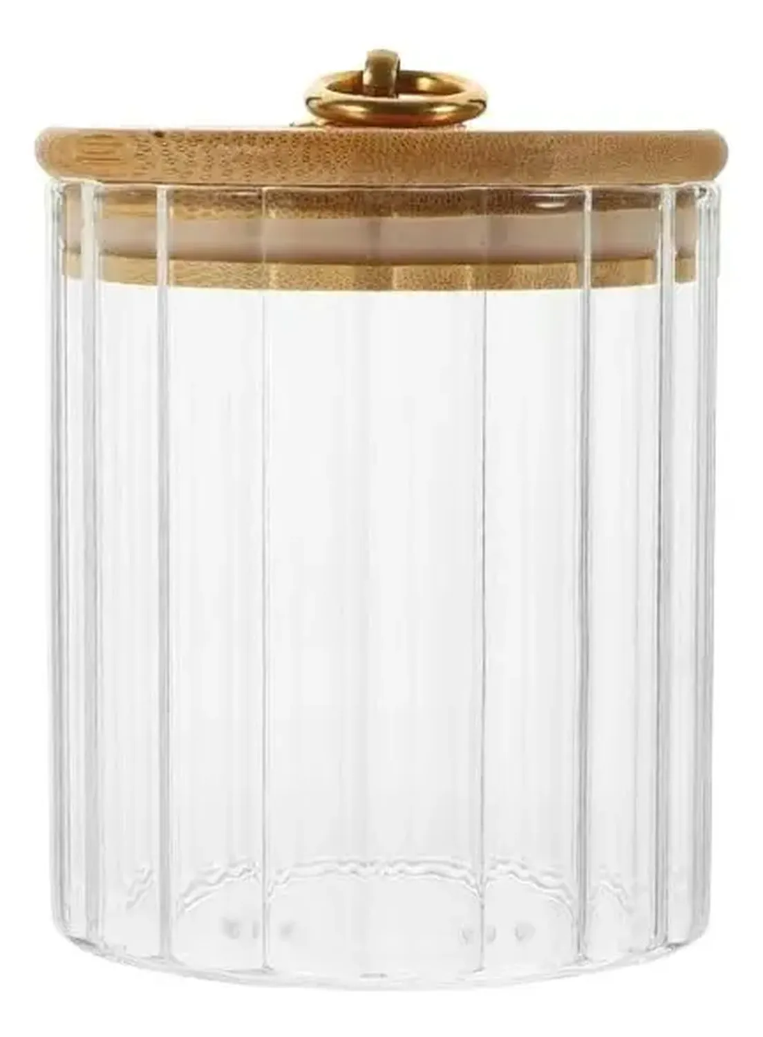 Envase Contenedor Frasco Cocina Vidrio Hermetico Madera Marrón-0