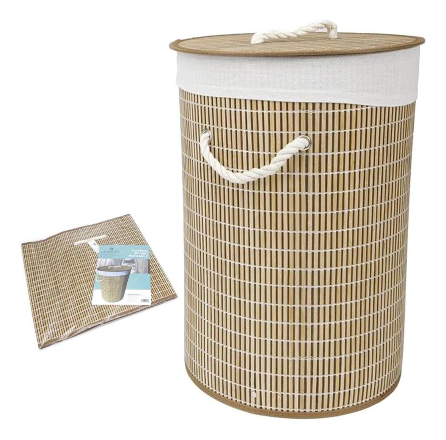 Cesto De Ropa Bambu Con Tapa Material Resistente-1