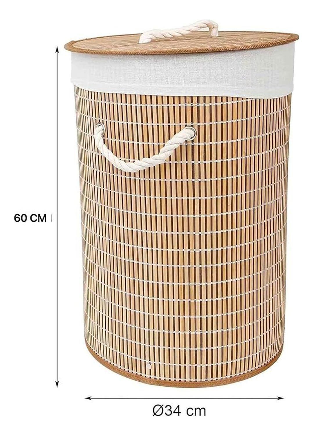 Cesto De Ropa Bambu Con Tapa Material Resistente-2