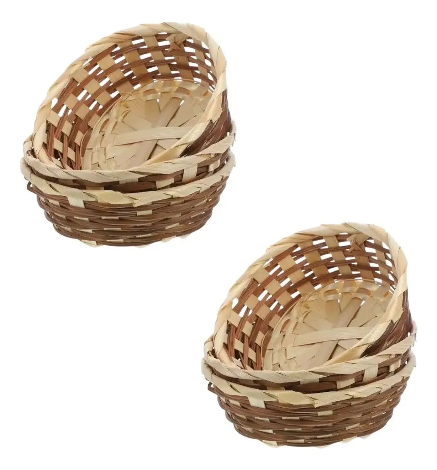 Pack 6 Cesta Panera Tejida Cesta De Pan Pascuas 17x6cm Beige Bicolor-0