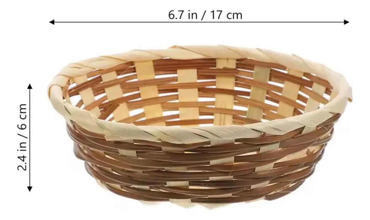 Pack 6 Cesta Panera Tejida Cesta De Pan Pascuas 17x6cm Beige Bicolor-2