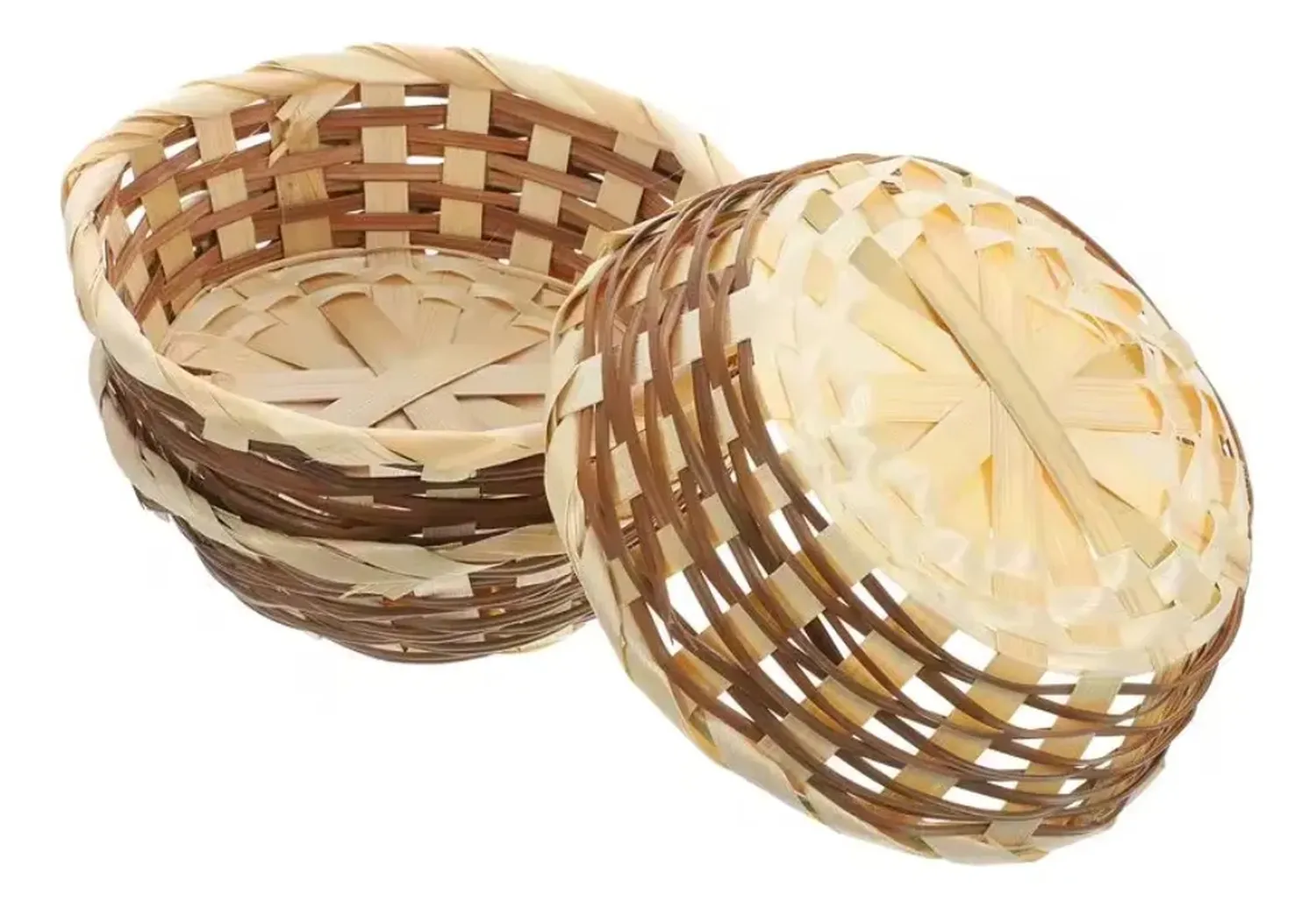 Pack 6 Cesta Panera Tejida Cesta De Pan Pascuas 17x6cm Beige Bicolor-3
