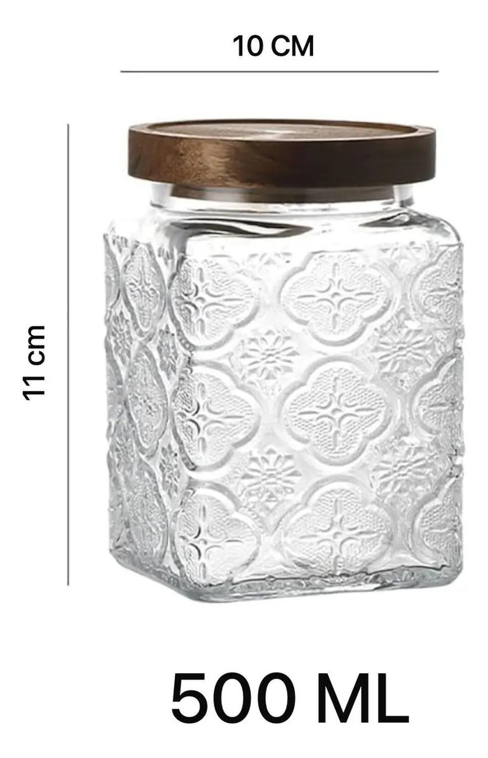 Set 2 Frasco De Vidrio Tarro Cocina Caramelero Bombonero Cu Transparente-2
