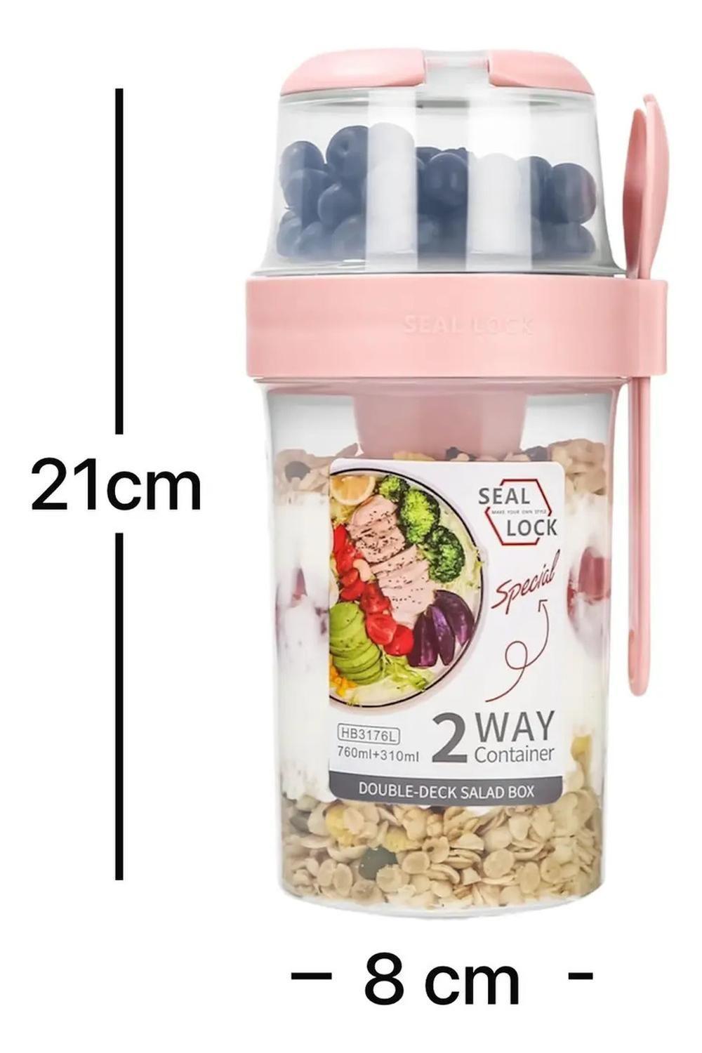 Vaso De Yogurt Bebidas Y Cereal Frutas Frutos Secos 760ml Rosa-2