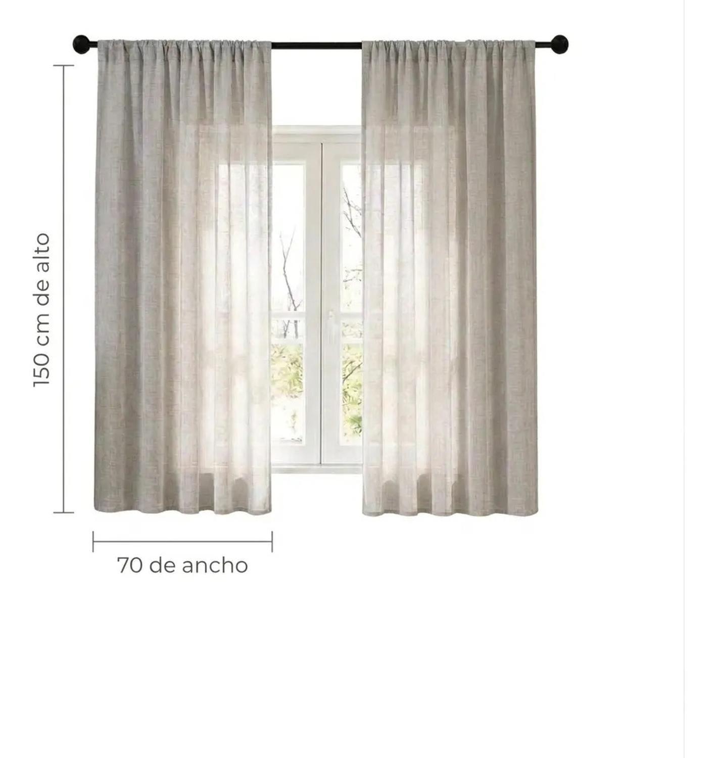 Cortina Lino 2 Paños Cortina 8 Anillos Deco 70x150cm-3