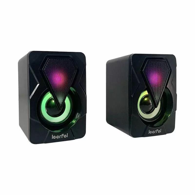 Parlante Speaker PC retroiluminado LED 2.0 Leerfei-1