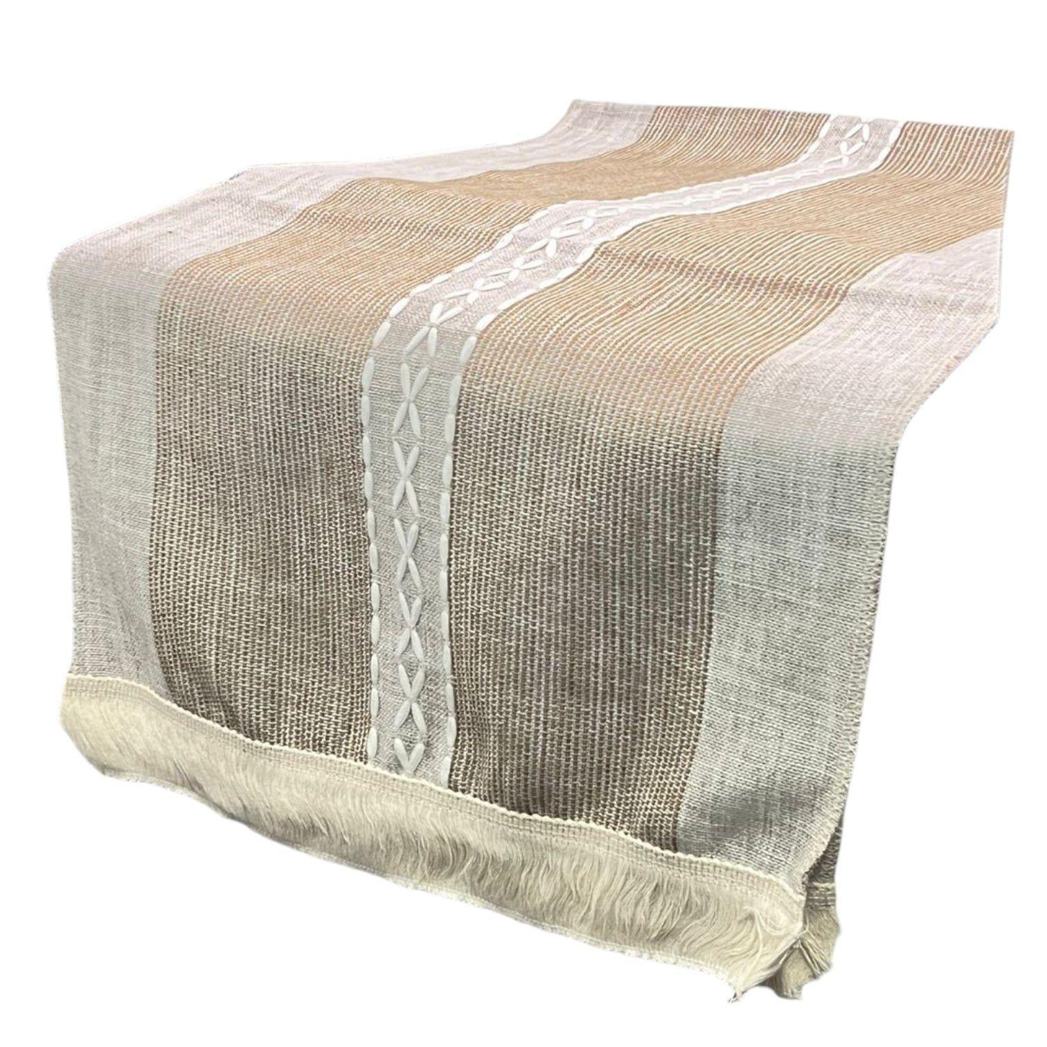 Mantel Camino De Mesa Rectangular Tejido Bordado 180x37cm-0