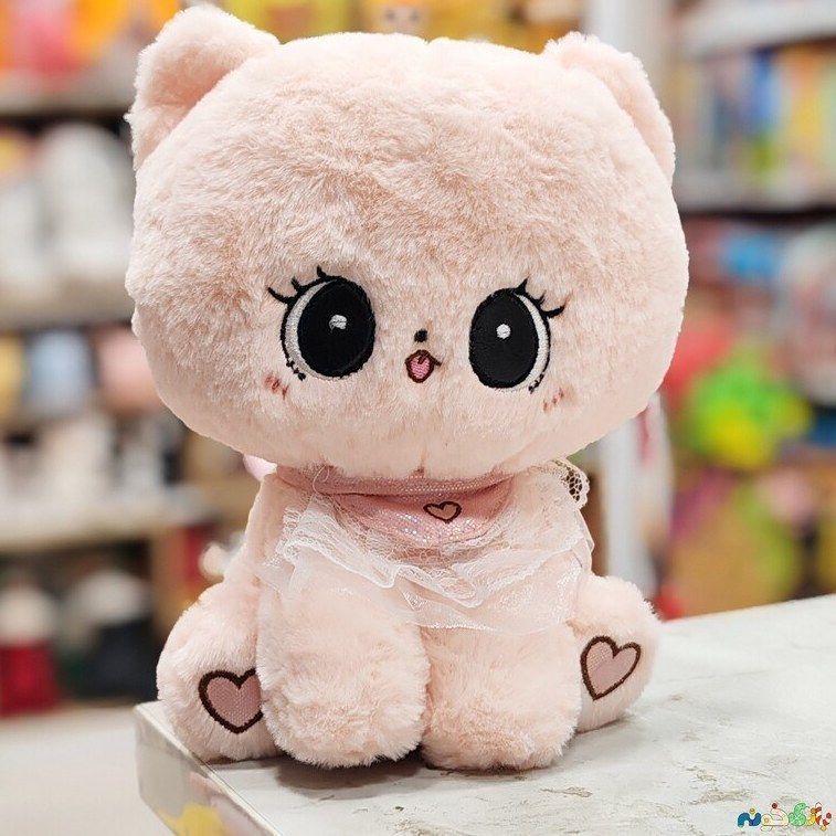 Peluche De Gato Ojos Lindos Peludo Tierno Niños Bebes Rosa-2