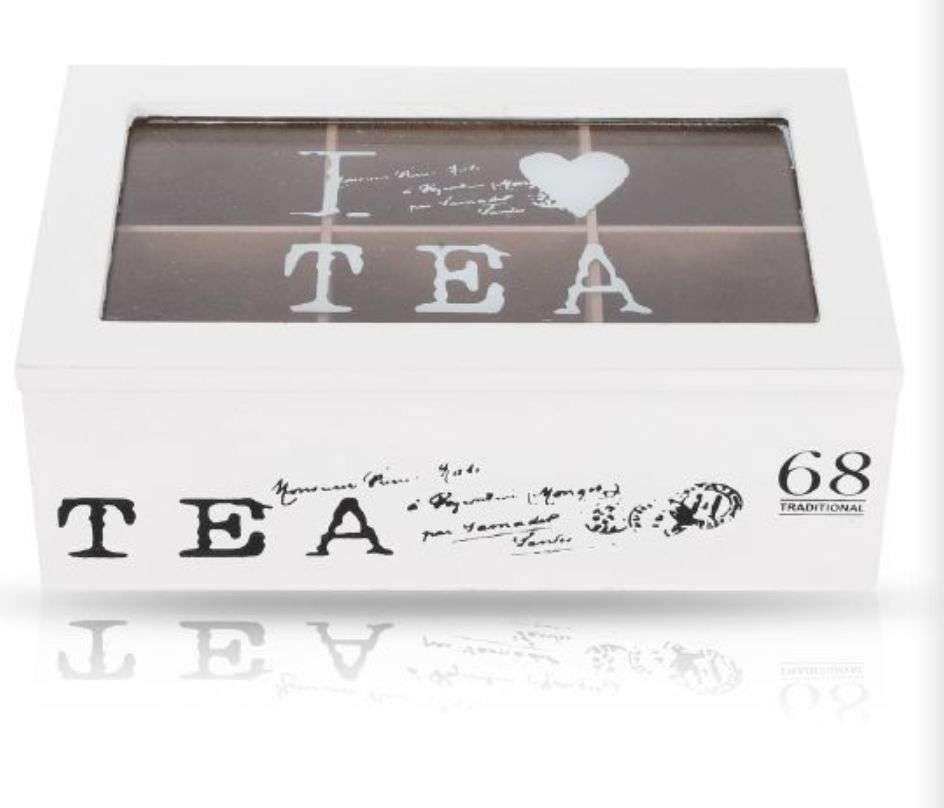 Caja De Té Mediana De Madera 6 Espacios Love Tea-1