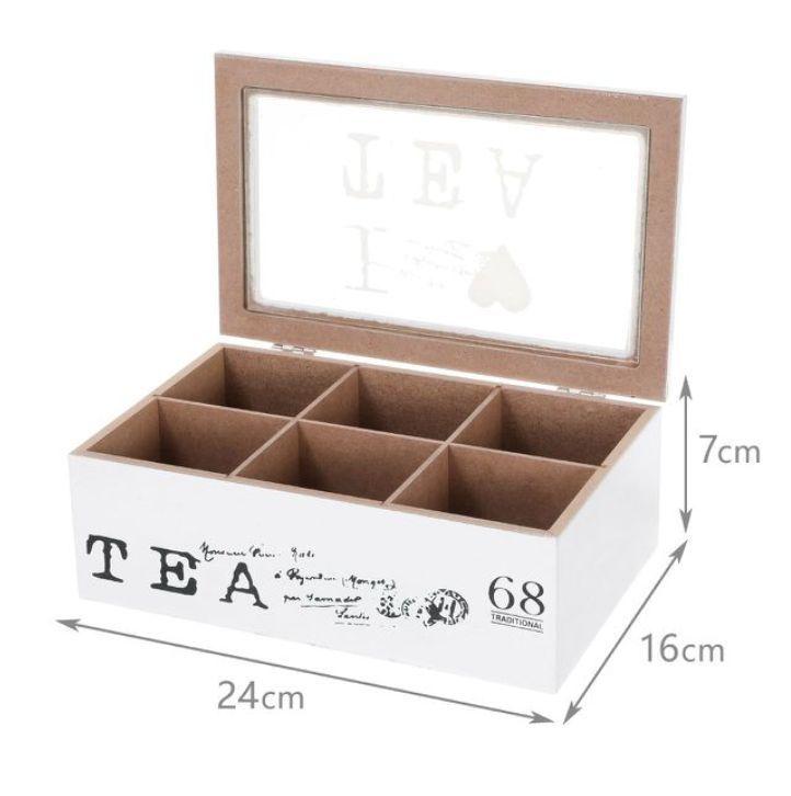 Caja De Té Mediana De Madera 6 Espacios Love Tea-2