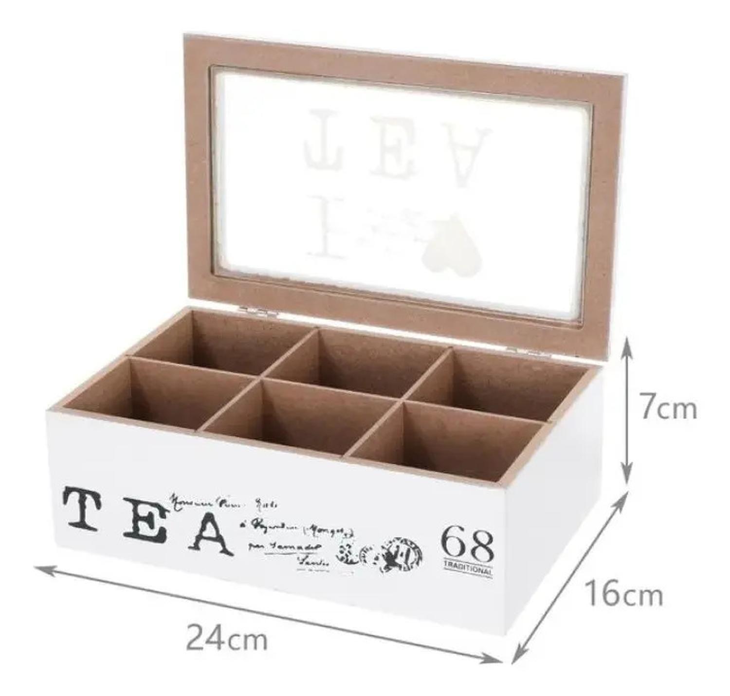 Caja De Té Mediana De Madera 6 Espacios Love Tea Tea-1