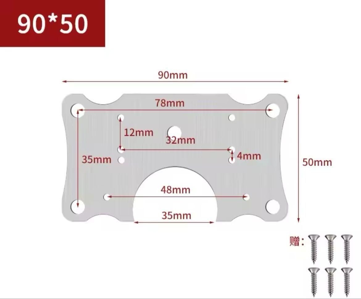 Pack 2 Placas Reparacion Bisagra Mueble Tornillo 90x50mm-1