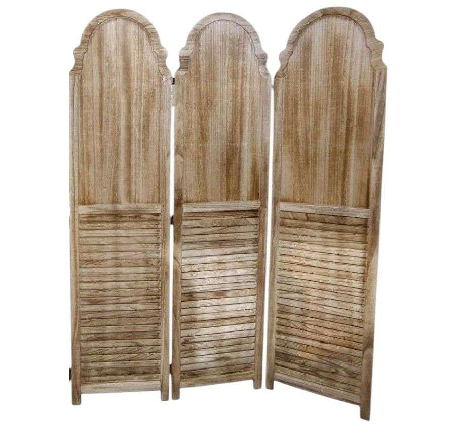 Biombo De Madera Resistente 3 Paneles Clasico 40x170cm-0