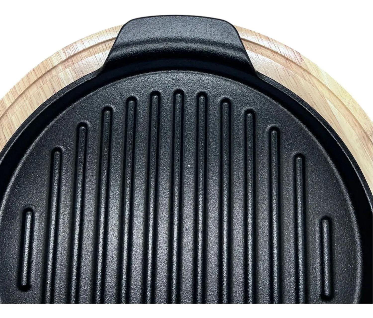 Bandeja Tabla Placa Para Carnes Con Base Bambu M7 Negro-2